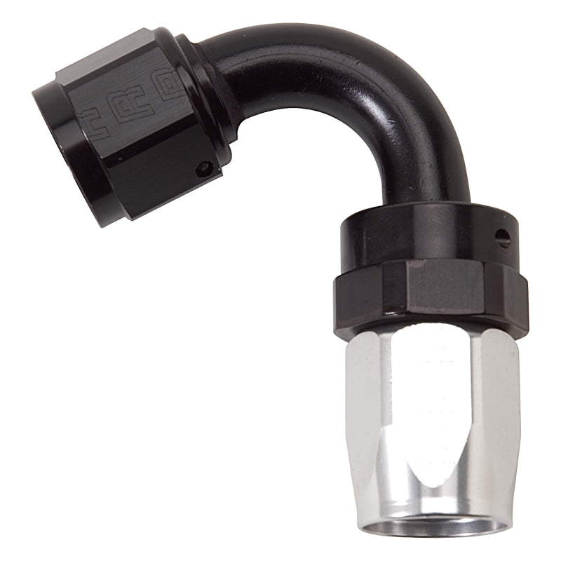 Russell Performance -6 AN Black/Silver 120 Degree Tight Radius Full Flow Swivel Hose End