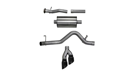 Corsa 2017 Chevrolet Colorado 3.7L Extended Cab Sport Cat-Back System Single Rear Exit Black Tips - eliteracefab.com