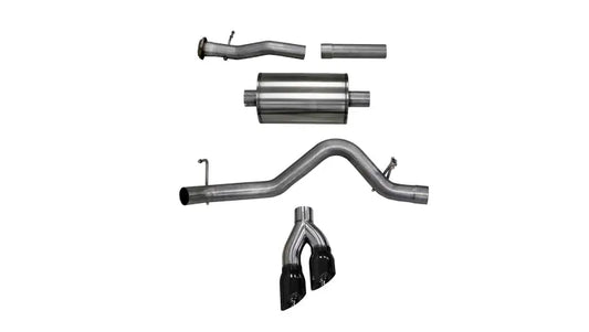 Corsa 2017 Chevrolet Colorado 3.7L Extended Cab Sport Cat-Back System Single Rear Exit Black Tips - eliteracefab.com