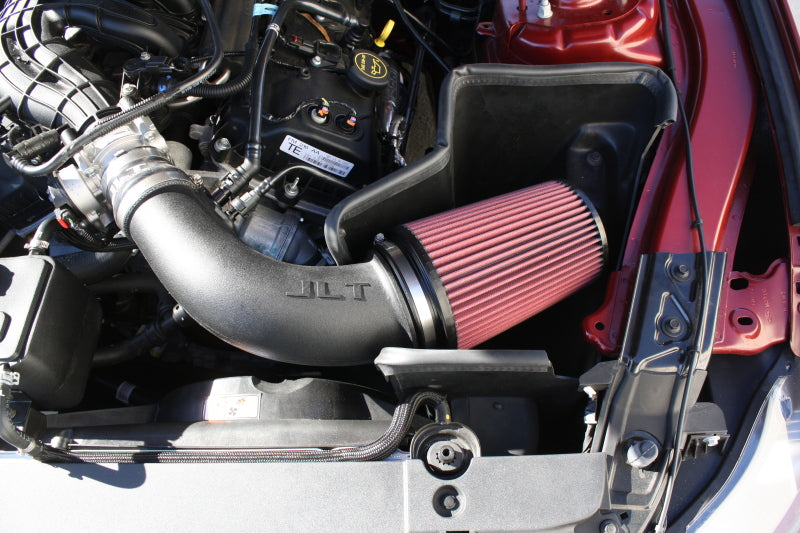 JLT 15-17 Ford Mustang V6 Black Textured Cold Air Intake Kit w/Red Filter - eliteracefab.com