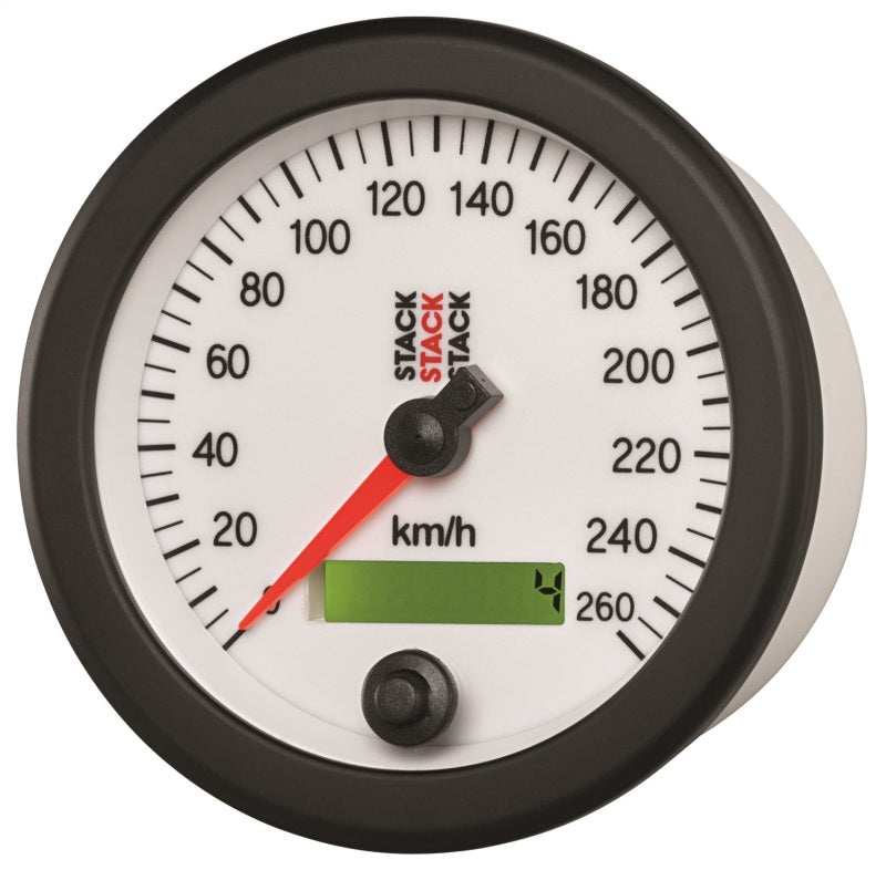 Autometer Stack Instruments 88MM 0-260 KM/H Programmable Speedometer - White ST3852