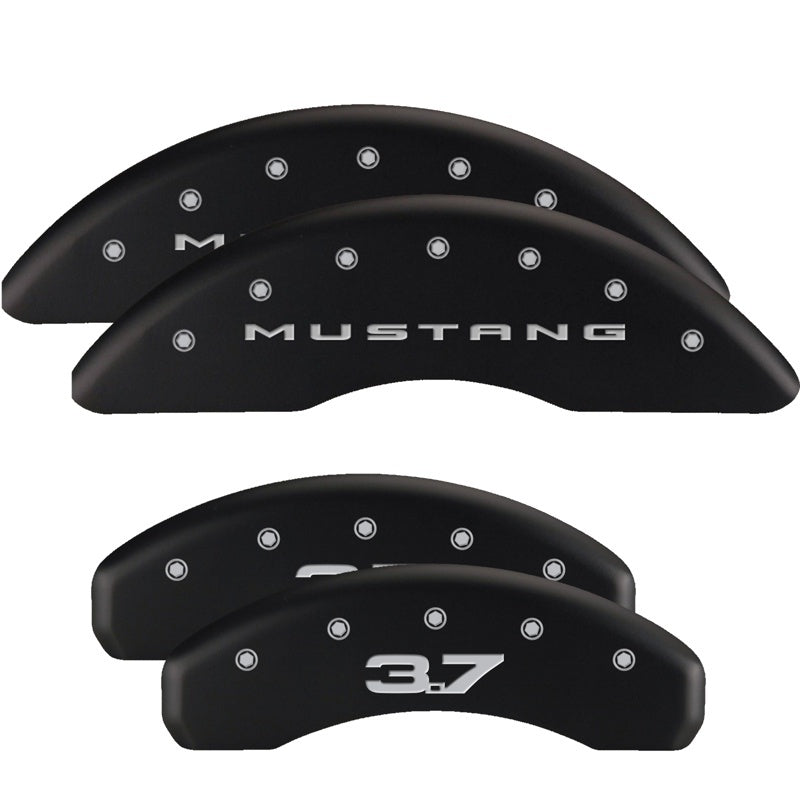 MGP Front set 2 Caliper Covers Engraved Front MGP Black finish silver ch MGP