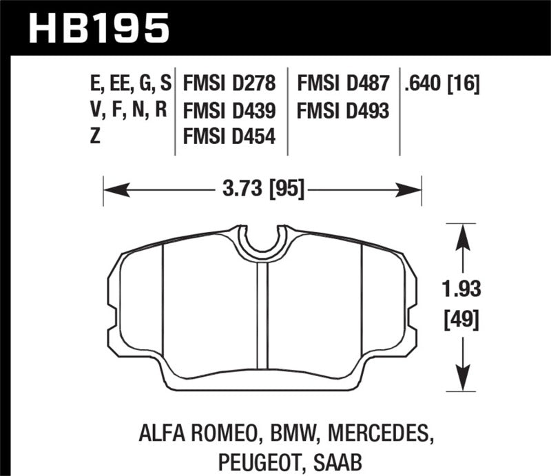 Hawk Performance HPS 5.0 Front Brake Pads - HB195B.640 Hawk Performance