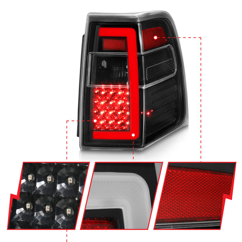 ANZO FORD EXPEDITION 07-17 LED C BAR TAIL LIGHTS BLACK CLEAR LENS W/ SEQUENTIAL SIGNAL - 311408 ANZO