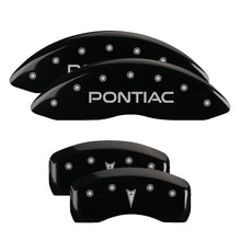 Load image into Gallery viewer, MGP 4 Caliper Covers Engraved Front Pontiac Rear Arrow Black Finish Silver Char 2006 Pontiac GTO MGP