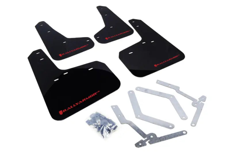 Rally Armor UR Mudflaps Urethane Ford Focus ST 2013+ / RS 2016+ - Black/Red - eliteracefab.com