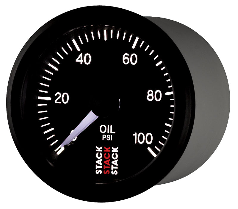 Autometer Stack 52mm 0-100 PSI 1/8in NPTF (M) Mechanical Oil Pressure Gauge - Black.