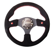 Load image into Gallery viewer, NRG Reinforced Steering Wheel (320mm) Blk Suede w/Dual Buttons.