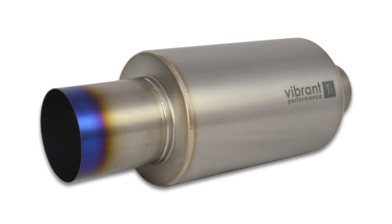 Vibrant Titanium Muffler w/Straight Cut Burnt Tip 3.5in Inlet / 3.5in Outlet - eliteracefab.com