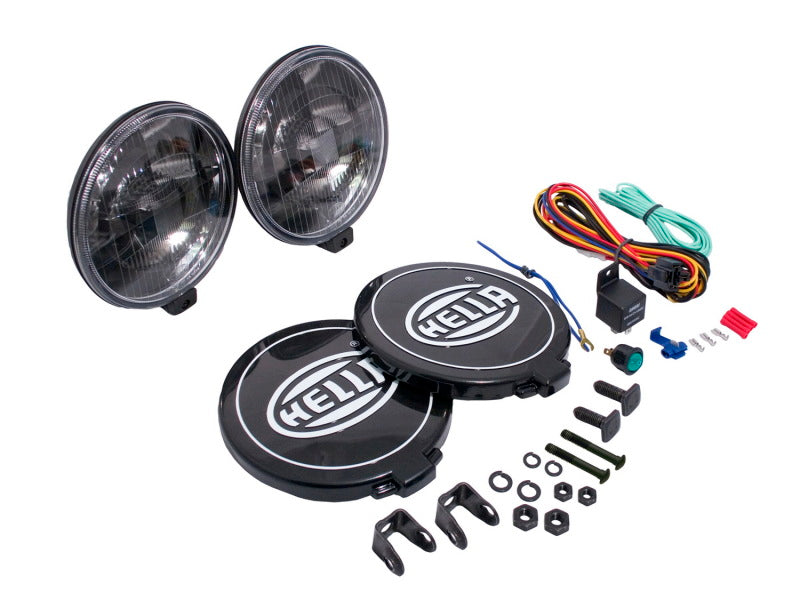 Hella 500 Series 12V Black Magic Halogen Driving Lamp Kit - eliteracefab.com