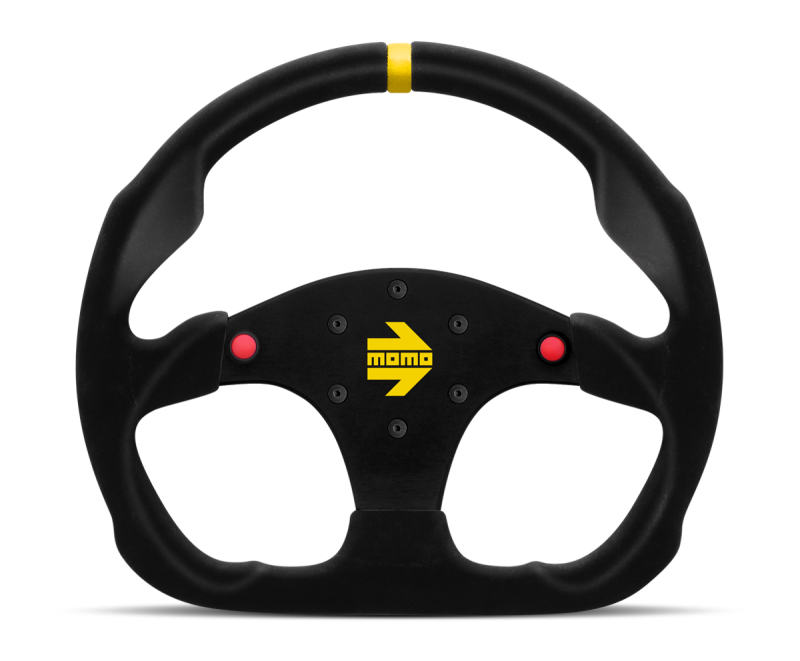 Momo MOD30 Buttons Steering Wheel 320 mm - Black Suede/Black Spokes/1 Stripe - eliteracefab.com