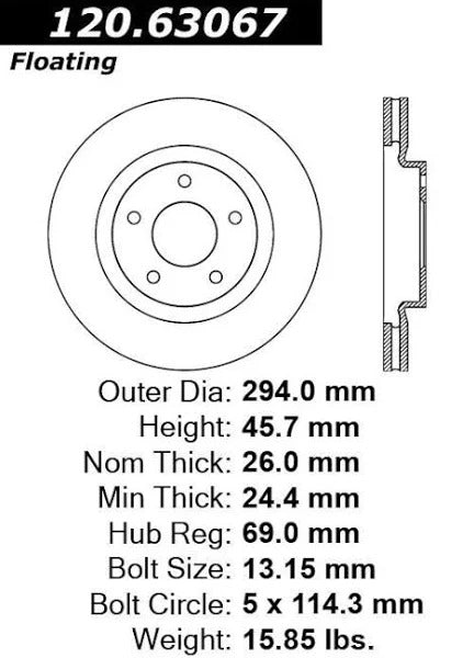 CENTRIC 07-09 DODGE CALIBER/SRT-4 2.4L REAR DISC/ 07-10 JEEP COMPASS/PATRIOT FRONT PREMIUM ROTORS, 120.63067 - eliteracefab.com