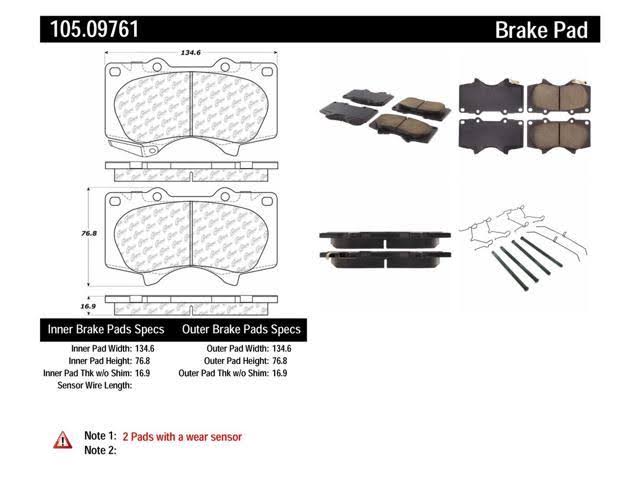 POSIQUIET CERAMIC 10-17 TOYOTA 4RUNNER PREMIUM FRONT BRAKE PADS, 105.09761 - eliteracefab.com