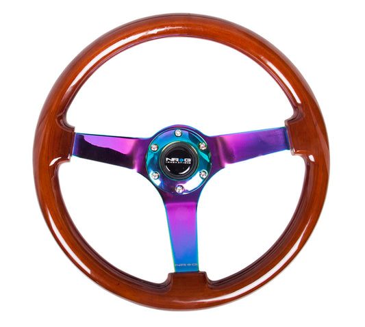 NRG Innovations 350mm Reinforced Woodgrain Steering Wheel - Wood Grain - Dark Wood Grain – RST-036BR-MC