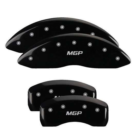MGP 4 Caliper Covers Engraved Front & Rear MGP Black Finish Silver Characters 2017 Acura IlX MGP