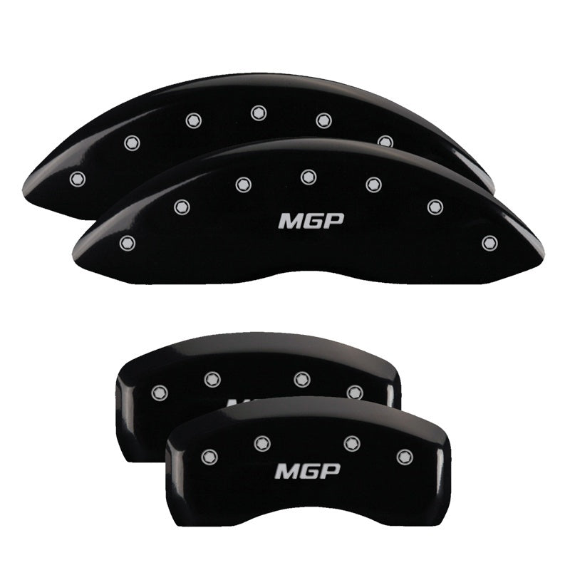 MGP 4 Caliper Covers Engraved Front & Rear MGP Black Finish Silver Char 2004 Toyota Sienna MGP