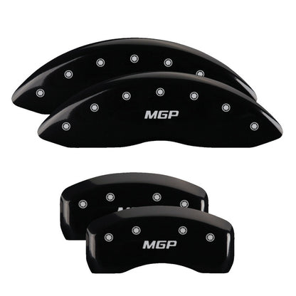 MGP 4 Caliper Covers Engraved Front & Rear Denali Black Finish Silver Char 2017 GMC Canyon MGP