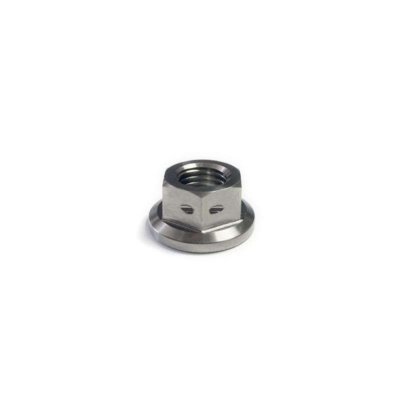 Ticon Industries Titanium Nut Flanged M5x.8TP 8mm 6pt Head Drilled