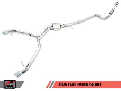 AWE Tuning Audi B9 A5 Track Edition Exhaust Dual Outlet - Diamond Black Tips (Includes DP) - eliteracefab.com