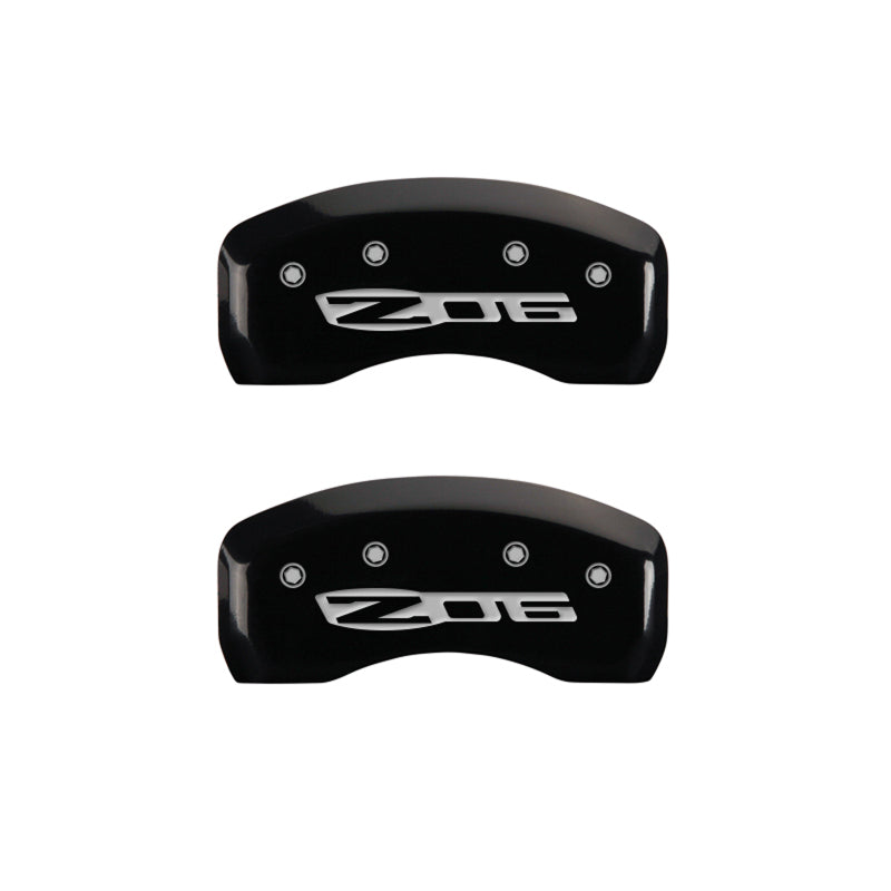 MGP 4 Caliper Covers Engraved Front C5/Corvette Engraved Rear C5/Z06 Black finish silver ch MGP