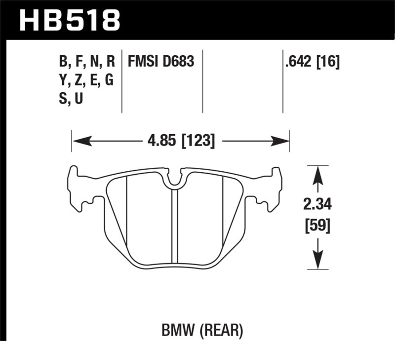 Hawk BMW 3/5/7Series/M3/M5/X3/X5/Z4/Z8 / Land Rover Range Rover DTC-60 Race Rear Brake Pads - eliteracefab.com