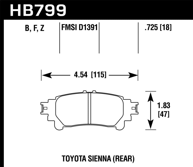 Hawk 14-16 Toyota Highlander Performance Ceramic Street Rear Brake Pads - eliteracefab.com