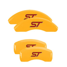 Load image into Gallery viewer, MGP 4 Caliper Covers Engraved Front &amp; Rear MGP Yellow finish black ch MGP