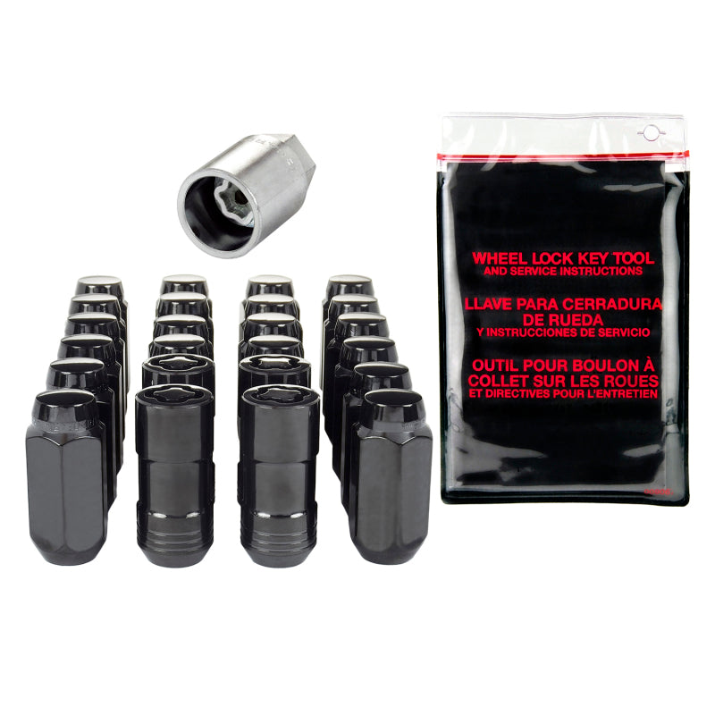 McGard 6 Lug Hex Install Kit w/Locks (Cone Seat Nut) M14X1.5 / 13/16 Hex / 1.945in. Length - Black - eliteracefab.com