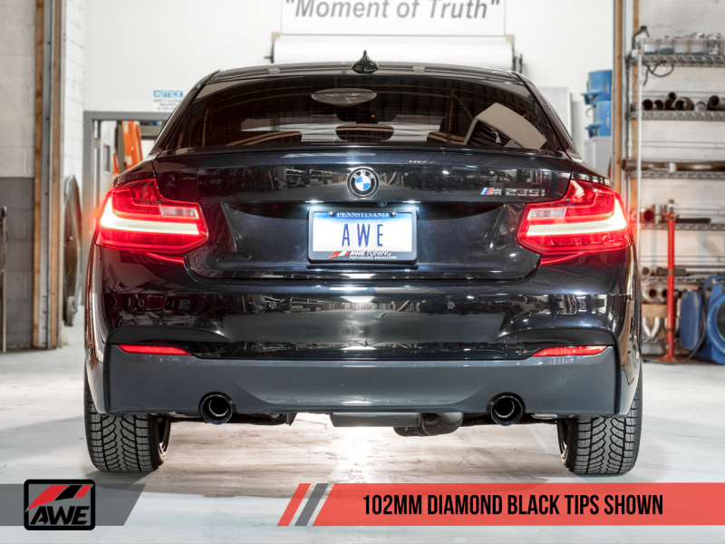 AWE Tuning BMW F22 M235i / M240i Touring Edition Axle-Back Exhaust - Diamond Black Tips (102mm) - eliteracefab.com