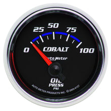 Load image into Gallery viewer, AutoMeter GAUGE; OIL PRESSURE; 2 1/16in.; 100PSI; ELECTRIC; COBALT - eliteracefab.com