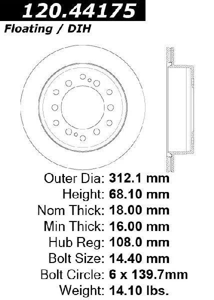 CENTRIC PERFORMANCE BRAKE ROTOR, 120.44175 - eliteracefab.com