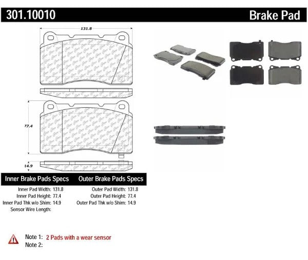 CENTRIC CENTRIC PREMIUM CERAMIC BRAKE PADS, 301.10010 - eliteracefab.com