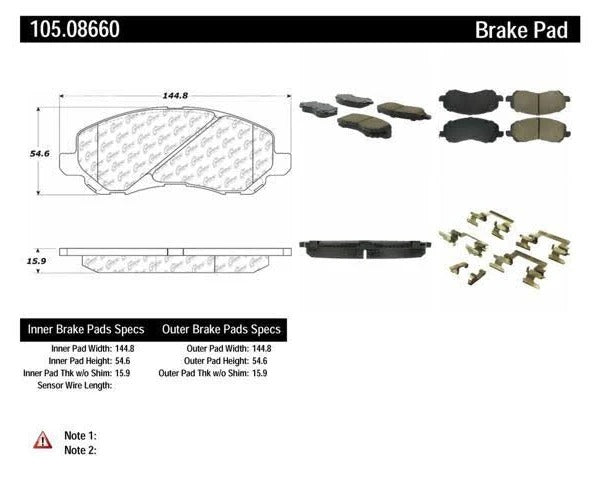 POSIQUIET 07-10 JEEP COMPASS/PATRIOT / 01-09 MITSUBISHI ECLIPSE FRONT BRAKE PADS, 105.08660 - eliteracefab.com