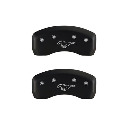 MGP 4 Caliper Covers Engraved Front Mustang Engraved Rear Pony Red finish silver ch MGP