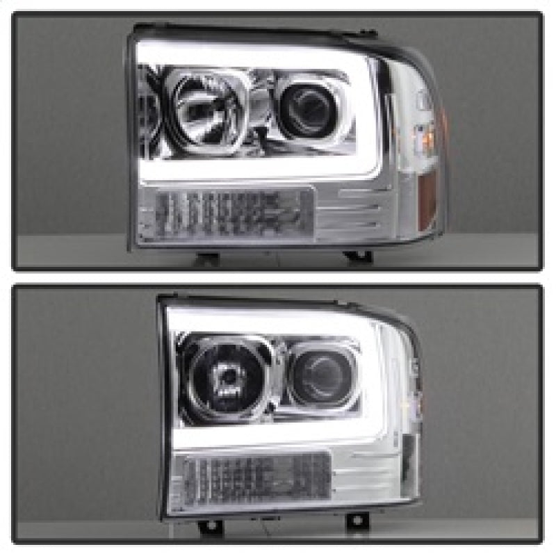 Spyder 99-04 Ford F-250 Super Duty Light Bar Projector Headlights - Chrome (PRO-YD-FF25099V2-LB-C) - eliteracefab.com