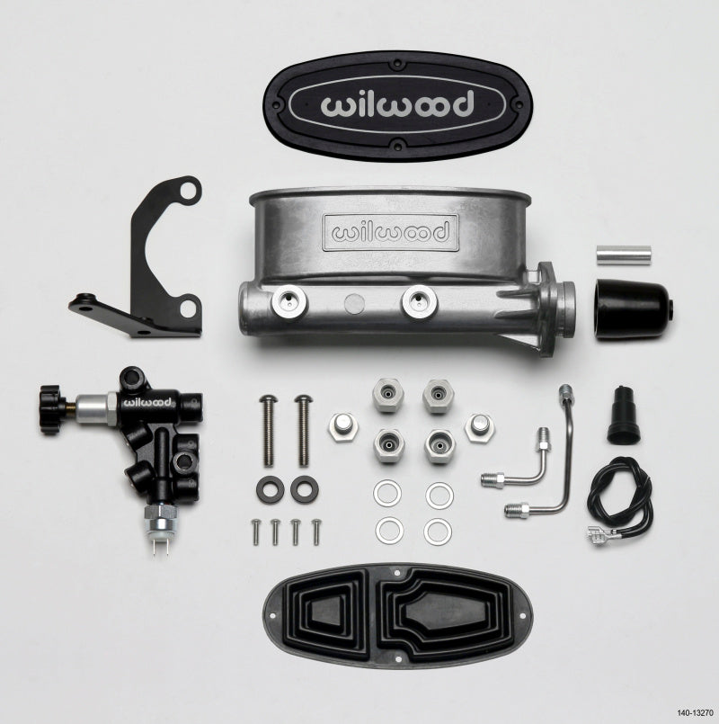 Wilwood HV Tandem M/C Kit w L/H Bracket & Prop Valve - 1 1/8in Bore - eliteracefab.com