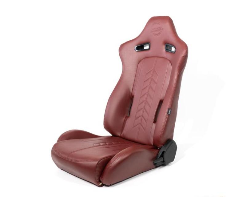 NRG Reclinable Sport Seats (Pair) The Arrow Maroon Vinyl w/ Pressed NRG logo w/ Maroon Stitch - RSC-810MAR L/R