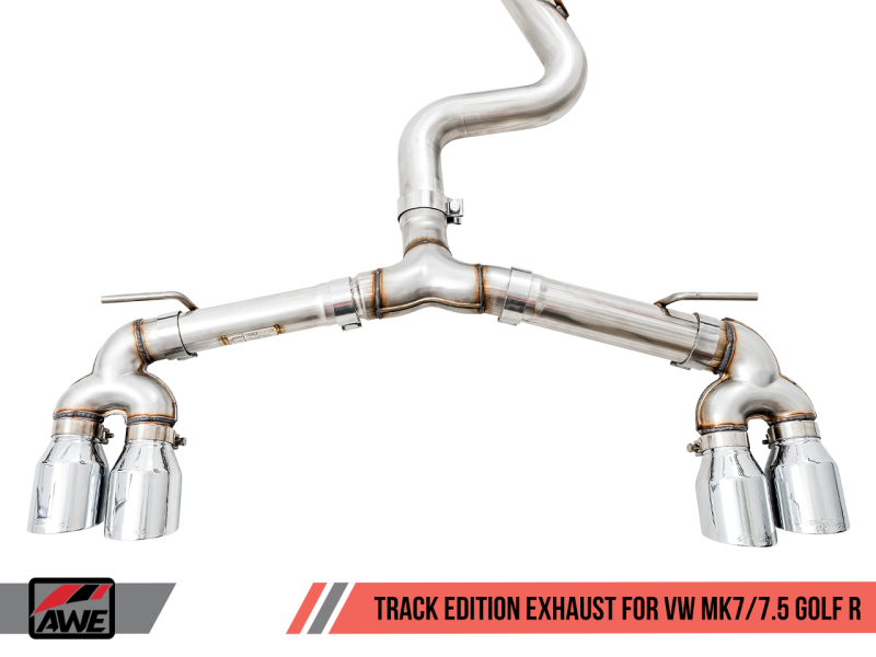 AWE Tuning MK7.5 Golf R Track Edition Exhaust w/Chrome Silver Tips 102mm - eliteracefab.com