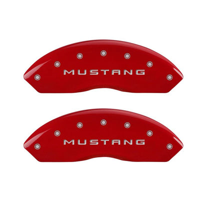 MGP 4 Caliper Covers Engraved Front Mustang Engraved Rear GT Red finish silver ch - eliteracefab.com