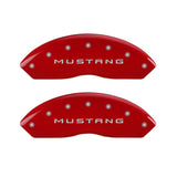 MGP 4 Caliper Covers Engraved Front Mustang Engraved Rear 50 Red finish silver ch