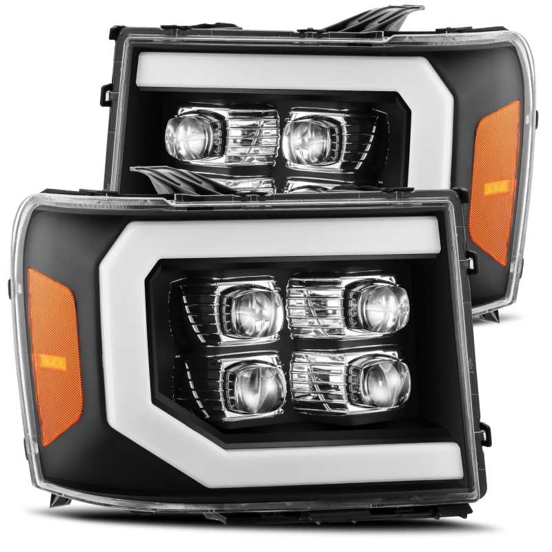 AlphaRex 07-13 GMC 1500HD NOVA LED Proj Headlight Plank Style Gloss Blk w/Activ Light/Seq Signal/DRL - eliteracefab.com