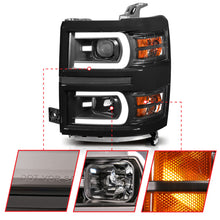 Load image into Gallery viewer, ANZO 14-15 Chevrolet Silverado 1500 Projector Headlights w/ Plank Style Switchback Black w/ Amber - eliteracefab.com