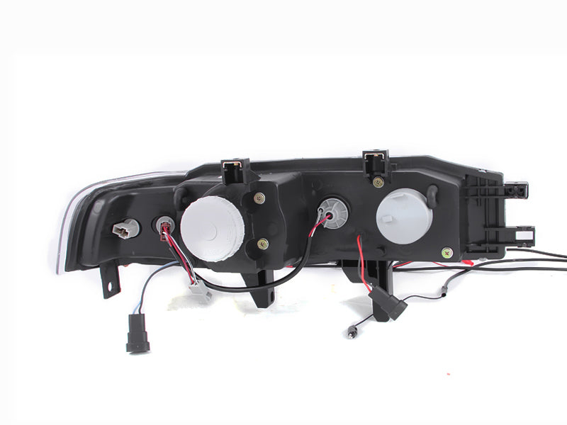 ANZO USA Honda Accord Projector Headlights W/ Halo Black 1pc; 1990-1993 - eliteracefab.com