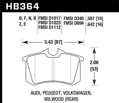 Hawk 97-04 Audi A4/00-03 A6/00-02 S4/00-06 TT / 02-04 VW Golf GTI Rear Blue 9012 Race Brake Pads - eliteracefab.com