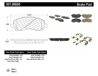 CENTRIC 07-10 JEEP COMPASS/PATRIOT FRONT CENTRIC PREMIUM CERAMIC BRAKE PADS, 301.08660 - eliteracefab.com