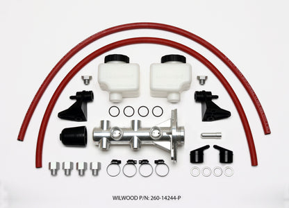 Wilwood Tandem Remote Master Cylinder - 1 1/8in Bore Ball Burnished Wilwood