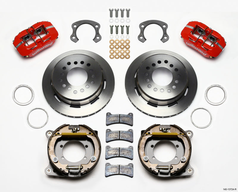 Wilwood Dynapro Low-Profile 11.00in P-Brake Kit - Red Ford 8.8 Special w/2.50in Offset-5 Lug Wilwood