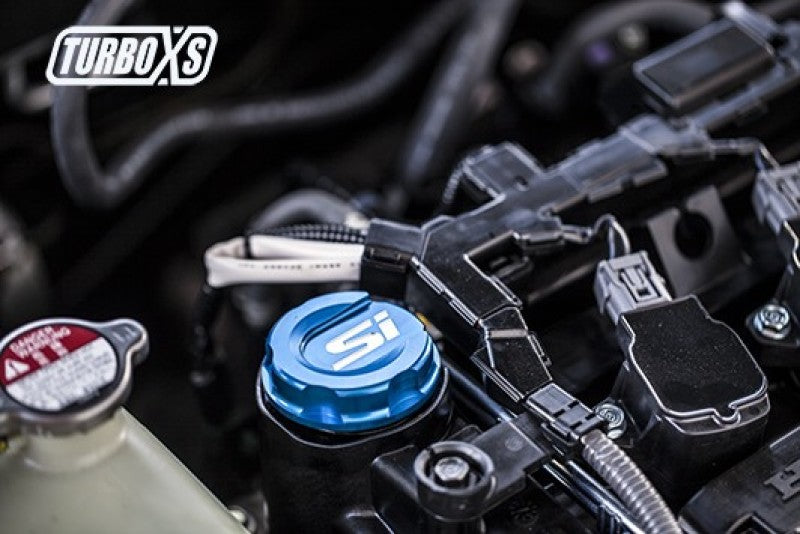 TURBOXS ALUMINUM OIL CAP BLUE HONDA CIVIC/SI; 2017-2018 - eliteracefab.com