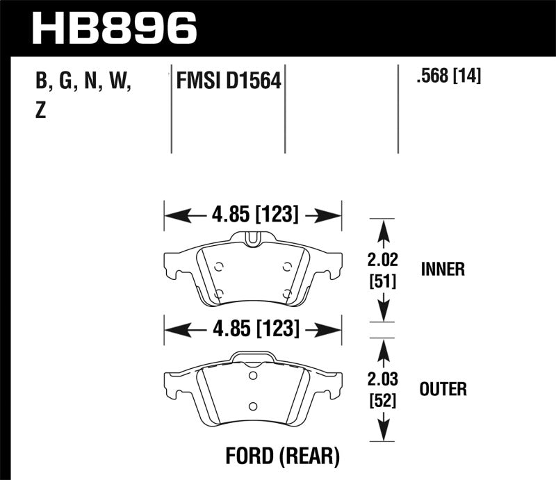 Hawk Performance DTC-30 Rear Brake Pads - HB896W.568 Hawk Performance