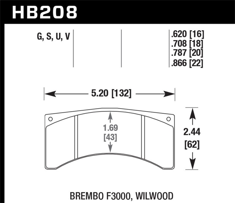 Hawk Performance DTC-60 Front Brake Pads - HB208G.708